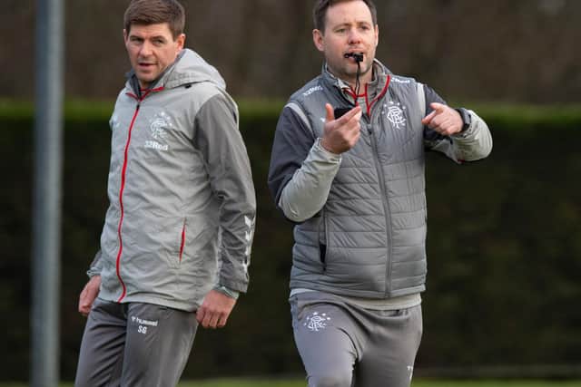 Former Rangers coach Michael Beale (right) spent three years working under Steven Gerrard and is now tipped to return as manager. (Photo by Alan Harvey / SNS Group)