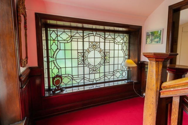 Some of the beautiful leaded glass in the hallway.