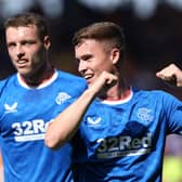 Rangers' Charlie McCann celebrates scoring their side's second goal of the game during a pre-season friendly match at Bloomfield Road, Blackpool.