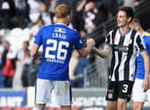 St Johnstone's Liam Craig with Scott Tanser during a cinch Premiership match between St Mirren and St Johnstone at SMISA Stadium, on August 29, 2021.