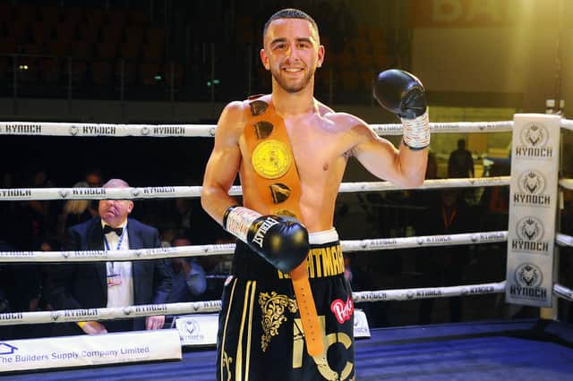 Nathaniel Collins after beating Monty Ogilvie to win the Celtic title in 2019 (pic: Michael Gillen)