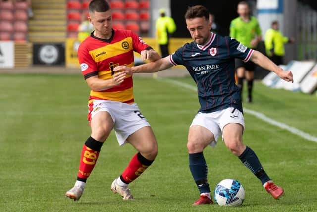 Raith Rovers winger Aidan Connolly taking on Partick Thistle's Aidan Fitzpatrick during their Scottish Championship match last weekend at Firhill Stadium in Glasgow (Photo by Mark Scates/SNS Group)