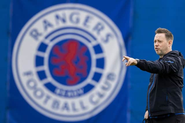 Rangers manager Michael Beale takes training ahead of Saturday's match against Dundee United at Ibrox.