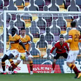 Bevis Mugabi was on the wrong end of a refereeing call again today having had a penalty awarded against him when Motherwell played Rangers earlier this season (Library pic by Ian McFadyen)