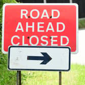 General view of a road ahead closed sign, London. 