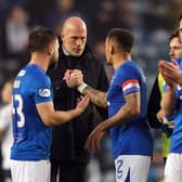 Rangers manager Philippe Clement with players following a midweek win over Dundee