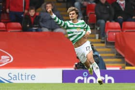 Jota celebrates after netting the winner in Celtic's scrappy  2-1 success in Aberdeen