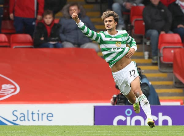 Jota celebrates after netting the winner in Celtic's scrappy  2-1 success in Aberdeen