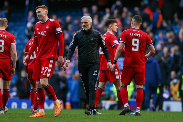 Aberdeen manager Jim Goodwin has hit back at claims over Andy Considine's contract offer .  (Photo by Craig Williamson / SNS Group)