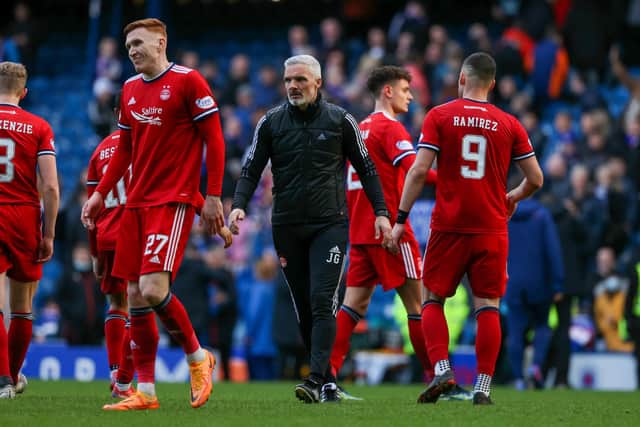 Aberdeen manager Jim Goodwin has hit back at claims over Andy Considine's contract offer . (Photo by Craig Williamson / SNS Group)