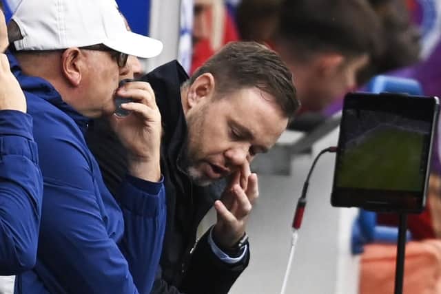 Rangers manager Michael Beale reacts in the dugout during the 3-1 defeat to Aberdeen at Ibrox. (Photo by Rob Casey / SNS Group)