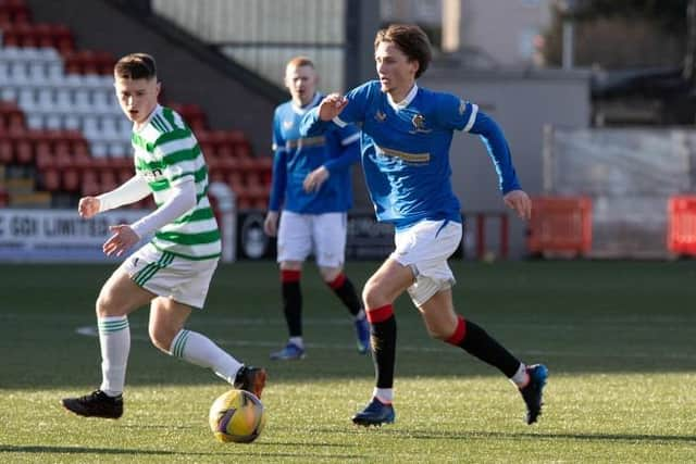 Alex Lowry in action for Rangers B against Celtic B at Pennycars Stadium, Airdrie.  (Photo by Craig Brown / SNS Group)