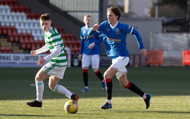 Alex Lowry in action for Rangers B against Celtic B at Pennycars Stadium, Airdrie.  (Photo by Craig Brown / SNS Group)