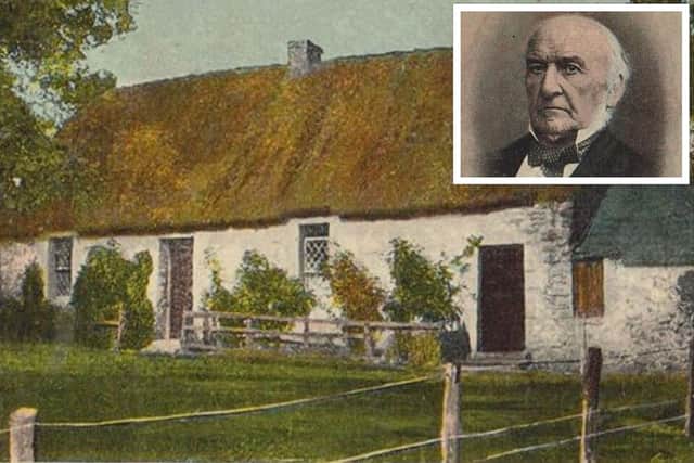 Former Prime Minister William Ewart Gladstone (inset) has a family connection to Biggar in that his grandfather was born at Toftcombs, the pretty cottage pictured here.