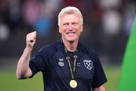 West Ham United manager David Moyes with a winners medal after winning the UEFA Europa Conference League Final