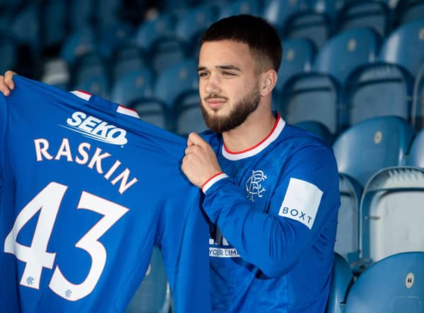 New Rangers signing Nicolas Raskin is unveiled to the media at Ibrox on Friday.