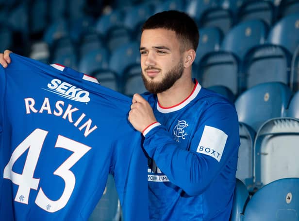 New Rangers signing Nicolas Raskin is unveiled to the media at Ibrox on Friday.