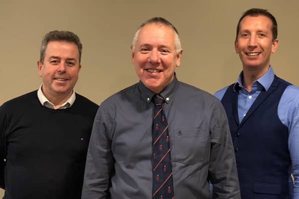 Steve Brooker flanked by co-founders of Diamond and Co. Phil Diamond (left) and Craig Alexander Rattray.