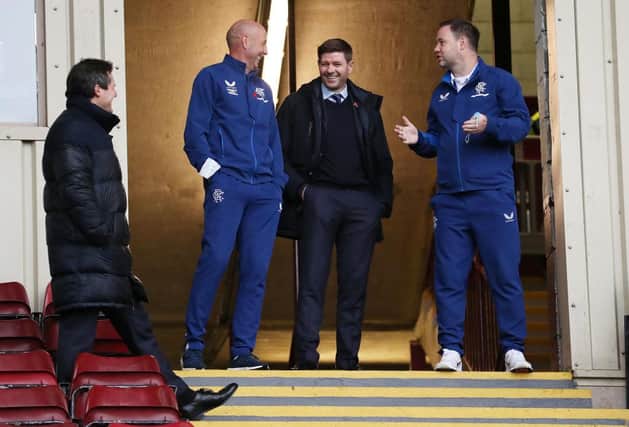 Steven Gerrard, Head Coach of Rangers and his assistant Gary McAllister. (Photo by Ian MacNicol/Getty Images)