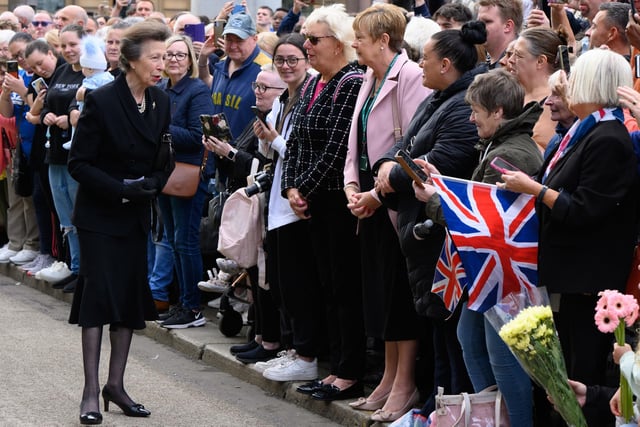 The Princess Royal speaks to members of the public.