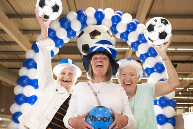 Diehard Scotland fans: May Little, Liz McBlain and her Mum Betty McBlain joining in the celebrations