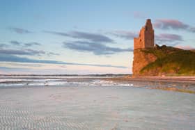 Greenan Castle as seen from Ayr beach