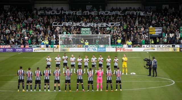 Celtic fans' banner during the minute's applause in memory of Queen Elizabeth II. (Photo by Craig Williamson / SNS Group)