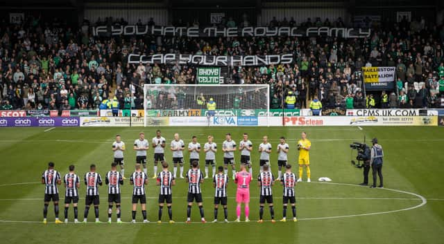 Celtic fans' banner during the minute's applause in memory of Queen Elizabeth II.  (Photo by Craig Williamson / SNS Group)