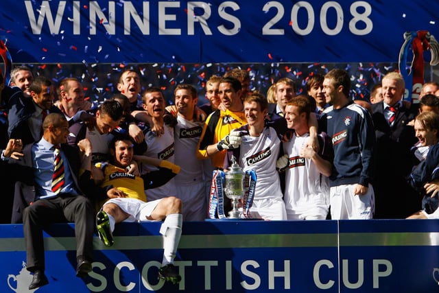 Rangers 3-2 Queen of the South - Rangers celebrate winning the Scottish Cup.