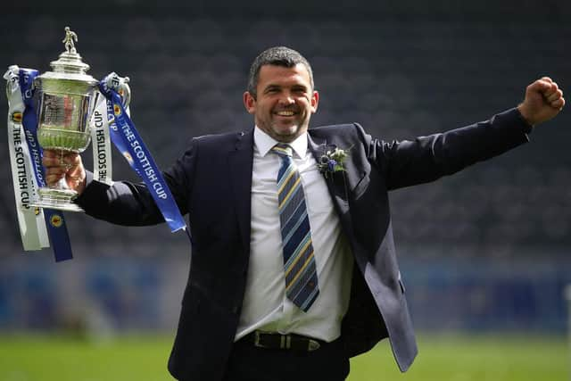 St Johnstone's Callum Davidson is the emerging Scottish managerial talent after his double cup success. (Photo by Ian MacNicol/Getty Images)