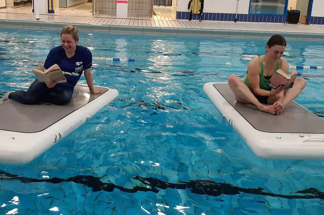 FloatFit participants Claire Davidson and Lynne O'Neill 'Keep the Heid and Read