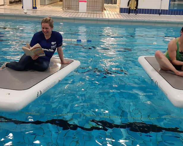 FloatFit participants Claire Davidson and Lynne O'Neill 'Keep the Heid and Read