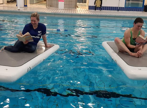 FloatFit participants Claire Davidson and Lynne O'Neill 'Keep the Heid and Read
