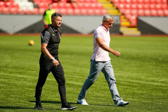 Clyde boss Danny Lennon (right) and assistant Allan Moore (pic: Craig Black Photography)