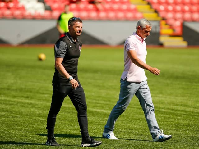 Clyde boss Danny Lennon (right) and assistant Allan Moore (pic: Craig Black Photography)