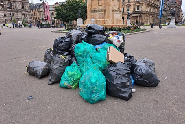 Bags of rubbish in George Square.