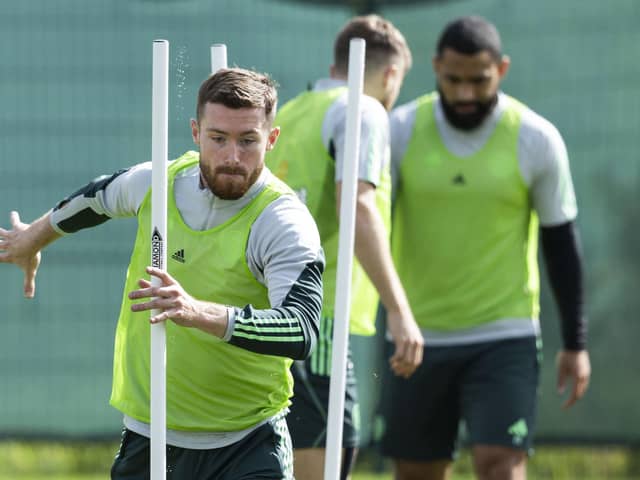 Anthony Ralston during a Celtic training session ahead of facing Aberdeen on Sunday.
