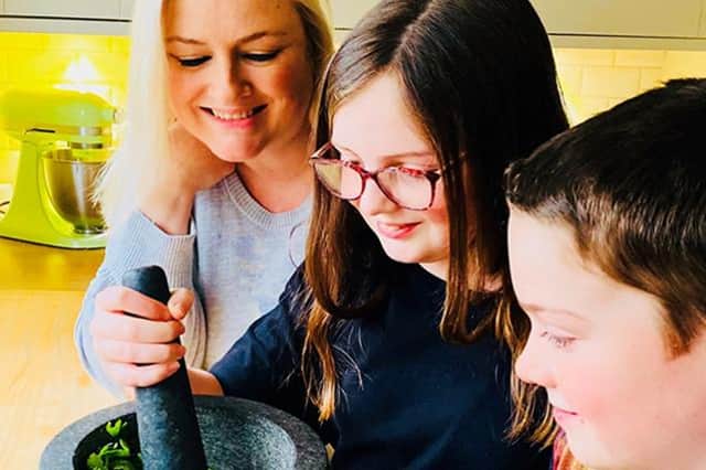 Laura's children Niamh and Rory, along with husband Paul, were sworn to secrecy!