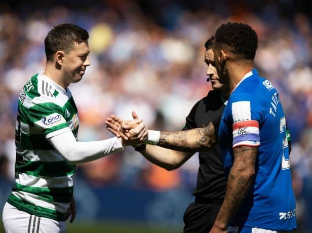 Celtic captain Callum McGregor and Rangers skipper James Tavernier ahead of the most recent Ibrox meeting in May, which the home side won 3-0. (Photo by Craig Williamson / SNS Group)