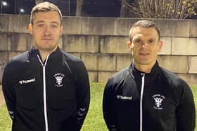 Simon Eeles (right), pictured with fellow co boss Andy Soutar, is having a positive influence on Lanark United's results