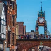 Turret clock built in Victorian times above a Georgian arch, listed as a historic landmark, in the city of Chester. Picture: Geoff Eccles - stock.adobe.com