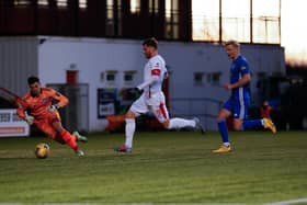 David Goodwillie about to earn the penalty which sparked Clyde's fightback against Peterhead (pic: Craig Black Photography)