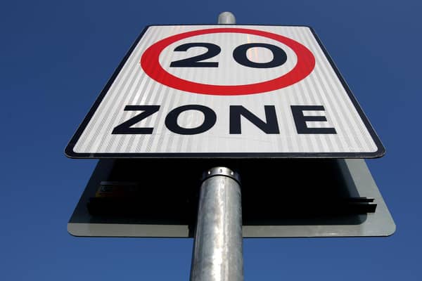 A general view of a 20mph speed limit sign. Photo: Dominic Lipinski/PA Wire