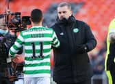 Celtic boss Ange Postecoglou with Lial Abada. (Photo by Craig Williamson / SNS Group)
