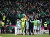 Reaction: Celtic manager Ange Postecoglou and his players celebrate Scottish Premiership title in style at Tannadice
