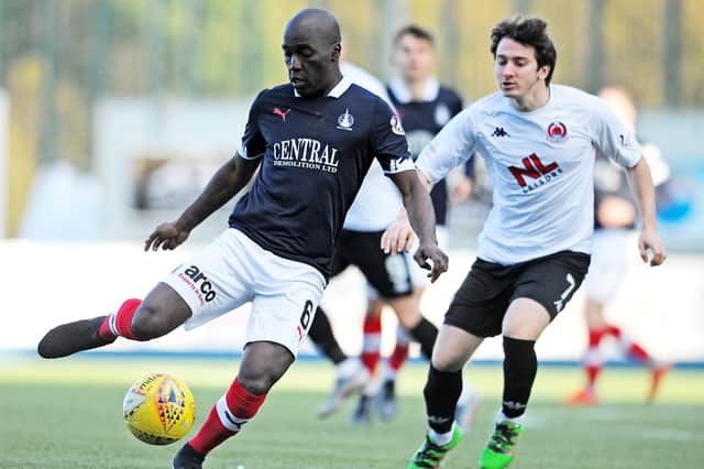 New Clyde signing Morgaro Gomis in action for Falkirk against the Bully Wee (pic: Michael Gillen)