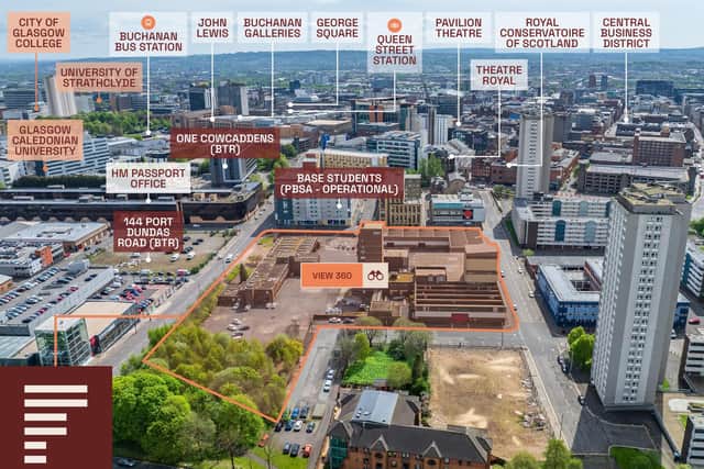 An aerial view showing the site that is earmarked for redevelopment in the Cowcaddens area of Glasgow.