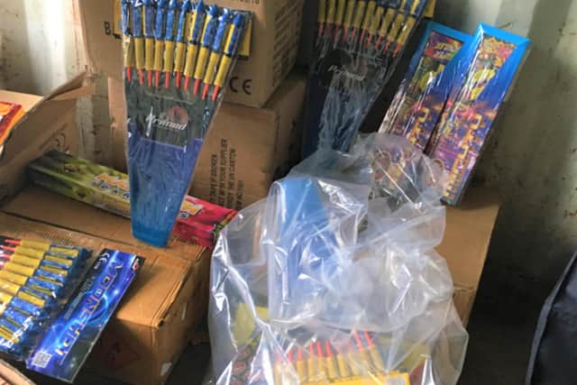Fireworks seized from ASR Gift Centre in Pollokshields including those found in the ceiling void.