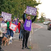 School support workers, who are members of Unison, on the picket line at Portobello High School in Edinburgh. Photo: Jane Barlow/PA Wire