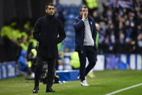 Rangers manager Giovanni van Bronckhorst watches from the touchline during the Premier Sports Cup quarter-final win over Dundee at Ibrox.  (Photo by Rob Casey / SNS Group)